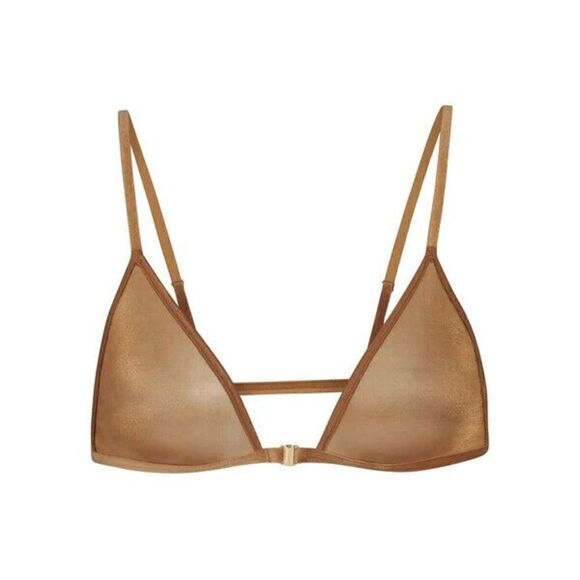 SKIMS Sparkle Glissenette Front Close Triangle Bralette Tan Brown Chai 3X NWT - Picture 8 of 9